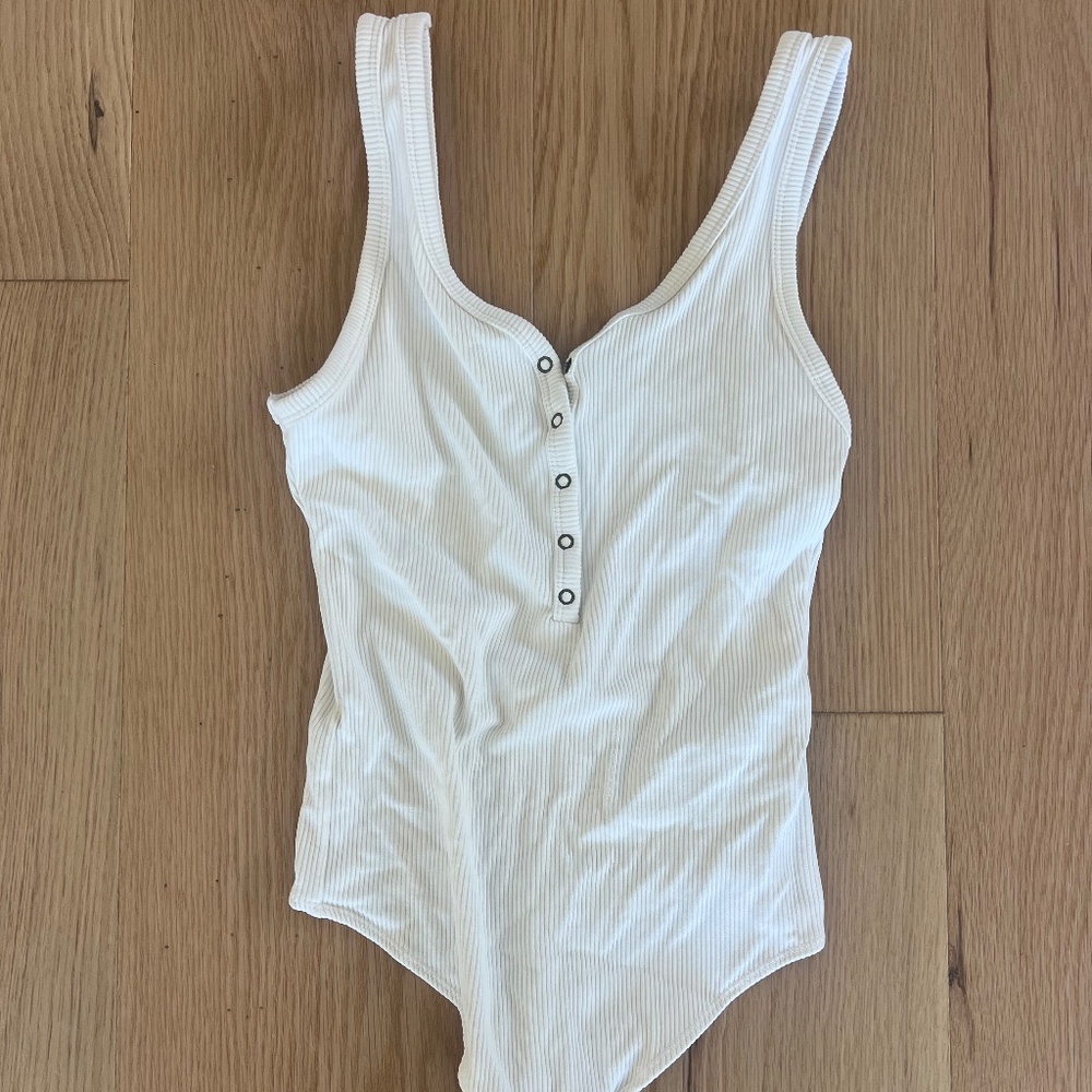 Abercrombie White ribbed bodysuit tank